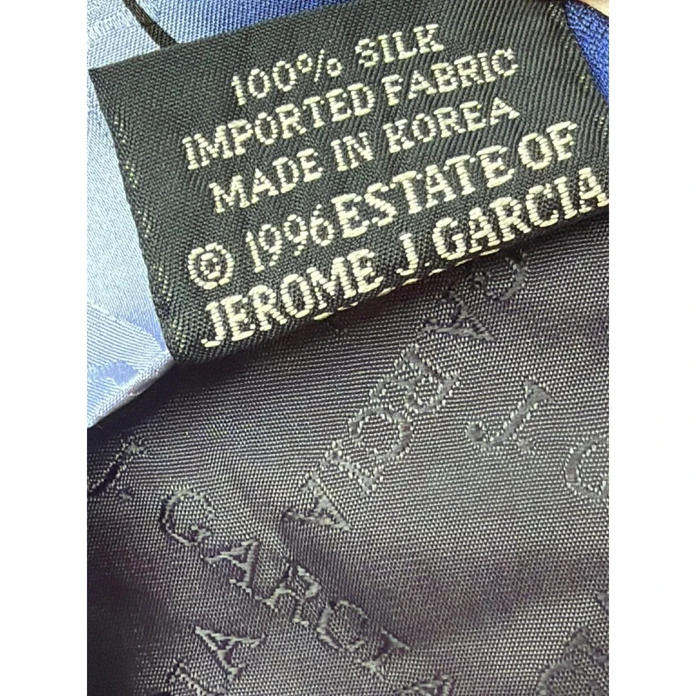 J. Garcia Mens Blue Abstract Swirl Silk Tie Emerging Elephant Collection 1996